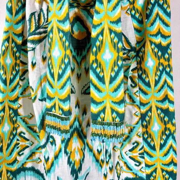 Farm Rio Tropical Tapestry Euroflax Premium Linen Maxi Dress Off White M NWT - Picture 14 of 17